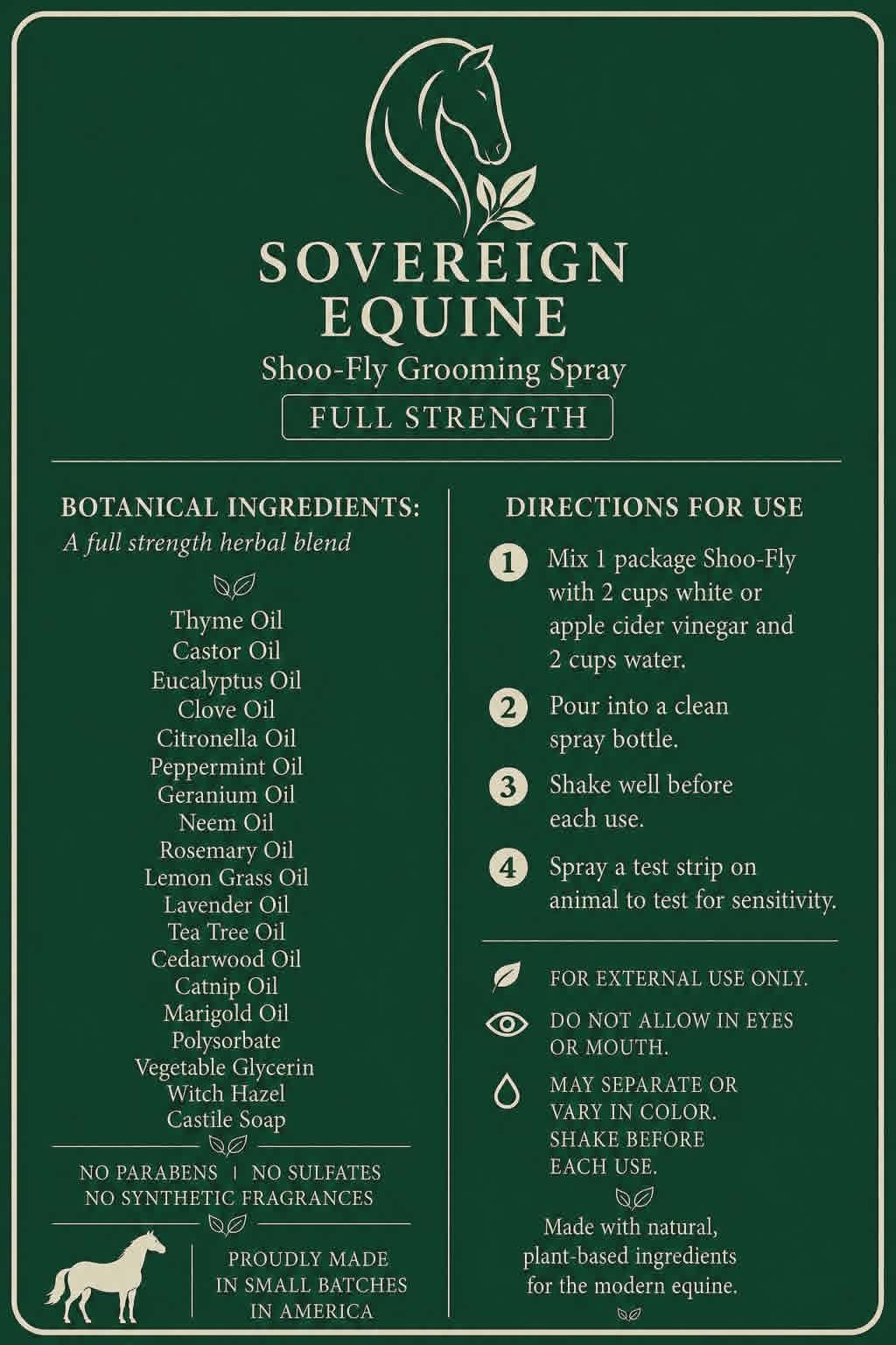 Sovereign Equine Shoo-Fly Full Strength Concentrate
