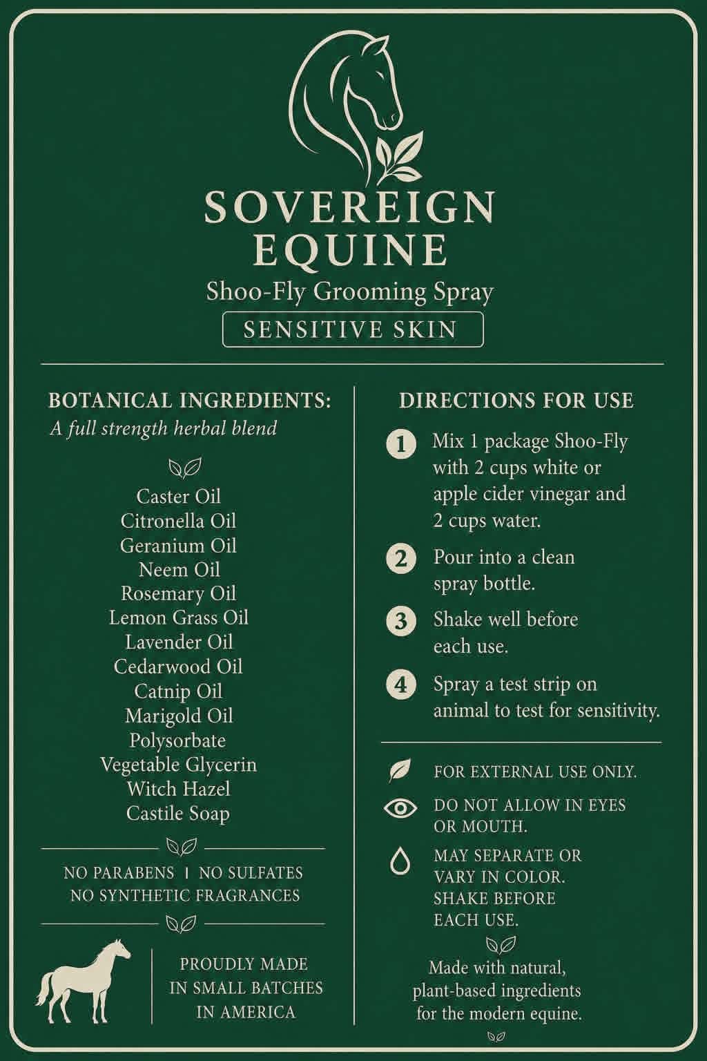 Sovereign Equine Shoo-Fly Sensitive Skin Formula